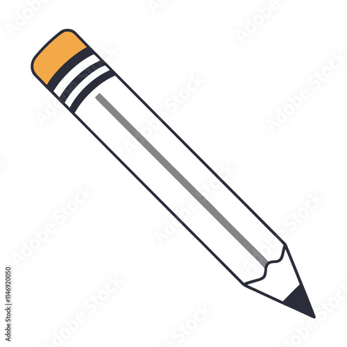 Flat Pencil Icon Vector - Education and Stationery Illustration.  Drawing and Art Element
