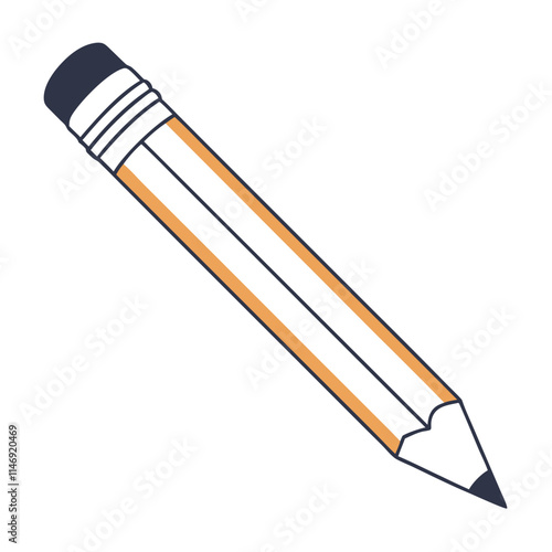 Flat Pencil Icon Vector - Education and Stationery Illustration.  Drawing and Art Element