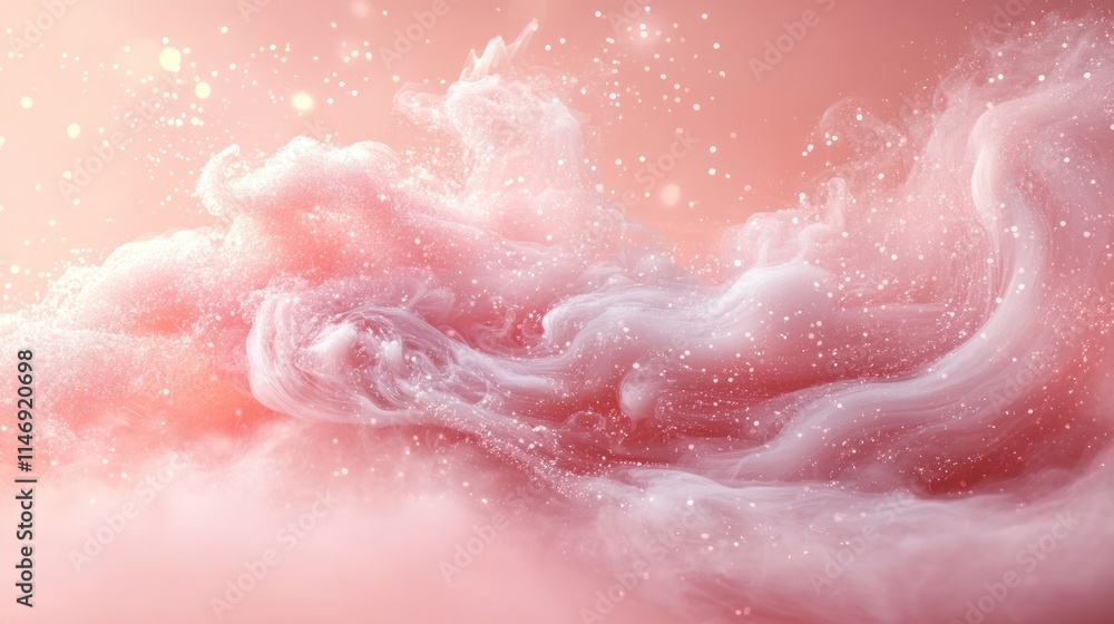 Fototapeta premium Pink and white swirling smoke with sparkle.