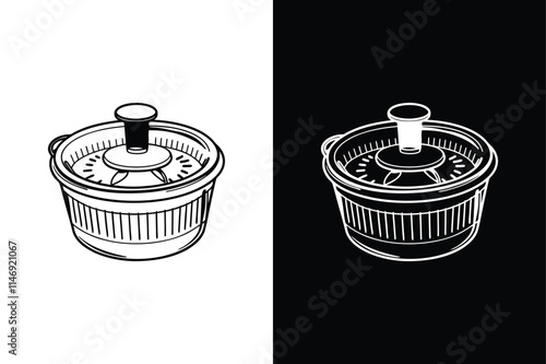 Salad spinner icon vector on White Background ,Vector Art Illustration on white background.