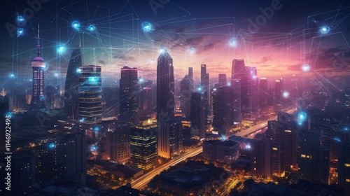 Wallpaper Mural Smart City at Sunset: A Networked Metropolis Torontodigital.ca