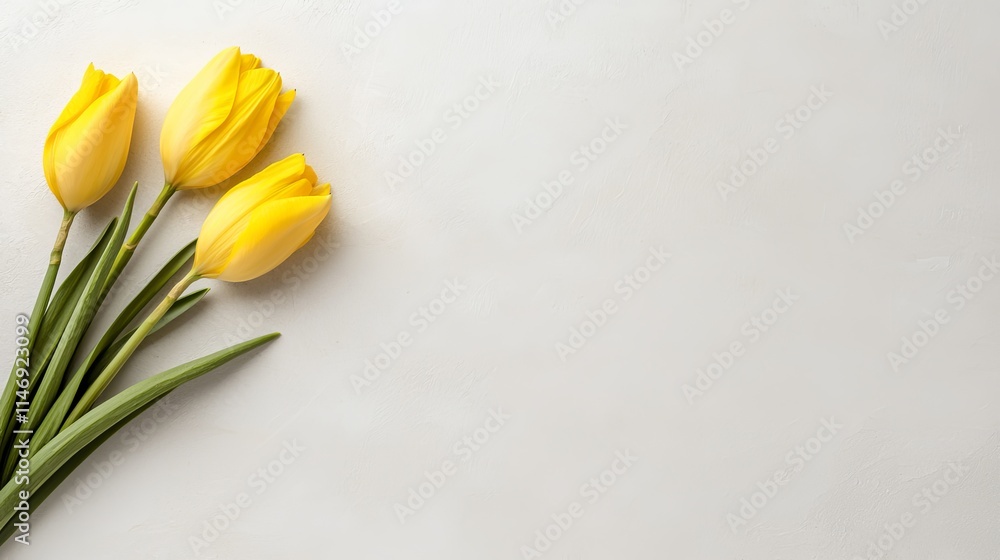A bunch of yellow tulips on a white background A bunch of yellow tulips on a white background