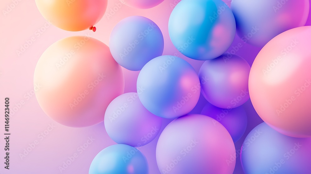Floating colorful balloons against soft gradient with ample room for text Floating colorful balloons against soft gradient with ample room for text