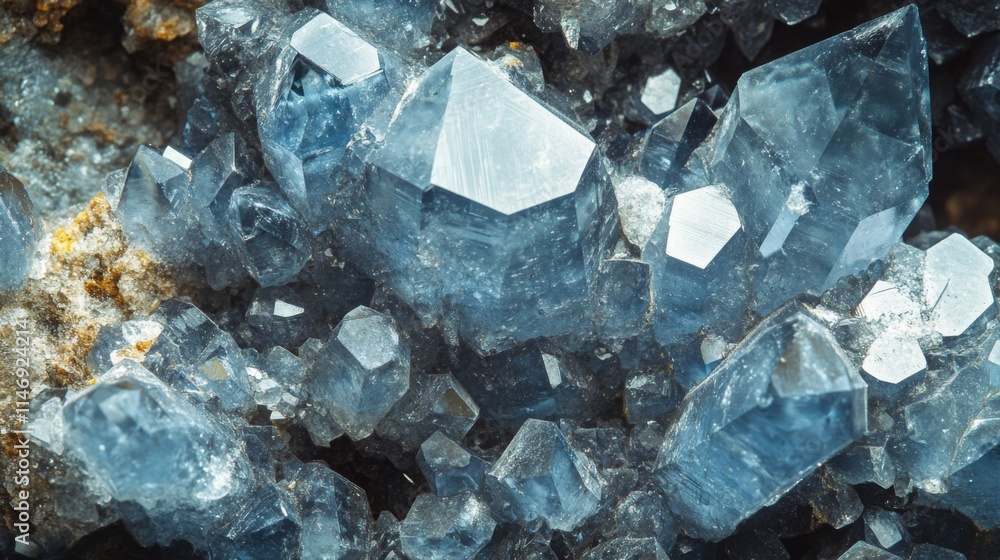 Blue Crystal Cluster Close Up Mineral Formation Blue Crystal Cluster Close Up Mineral Formation