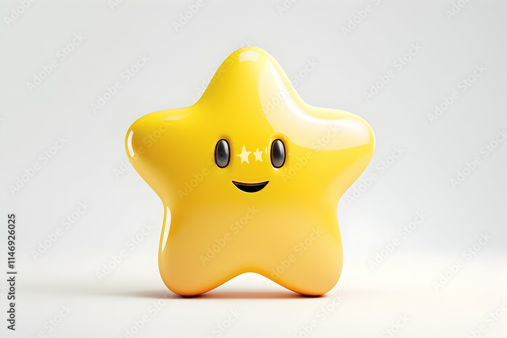 A cheerful yellow star character with a smiling face and cartoonish features. A cheerful yellow star character with a smiling face and cartoonish features.