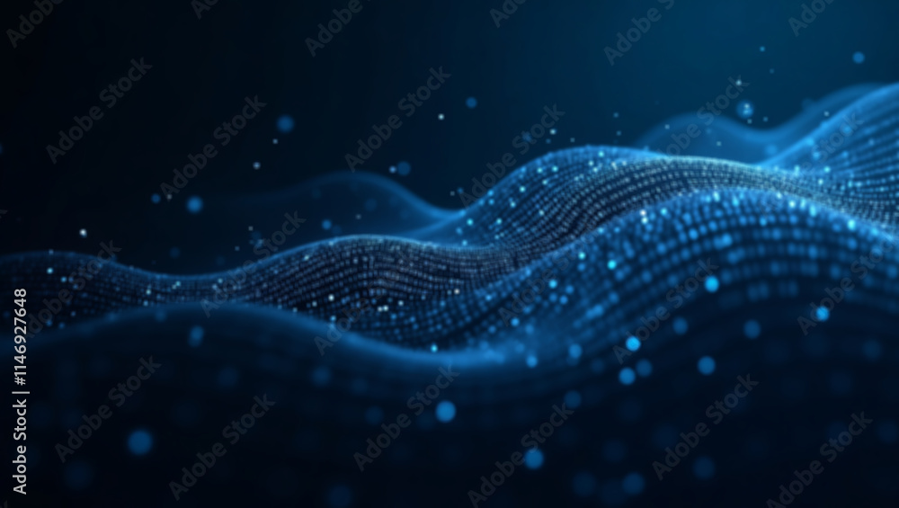 A blurred digital encryption with waves design on a dark blue background A blurred digital encryption with waves design on a dark blue background