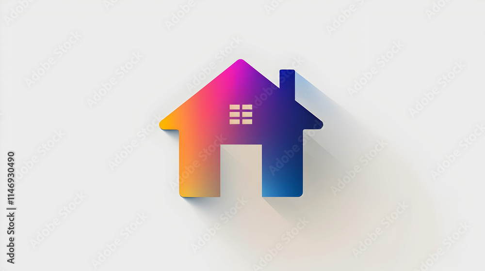 A colorful house icon with a gradient design, symbolizing home or real estate. A colorful house icon with a gradient design, symbolizing home or real estate.