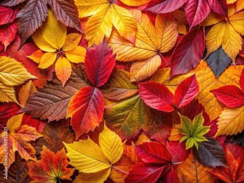 Wallpaper Mural Autumn's vibrant hues: red, orange, yellow leaves in a breathtaking panoramic fall foliage photograph. Torontodigital.ca