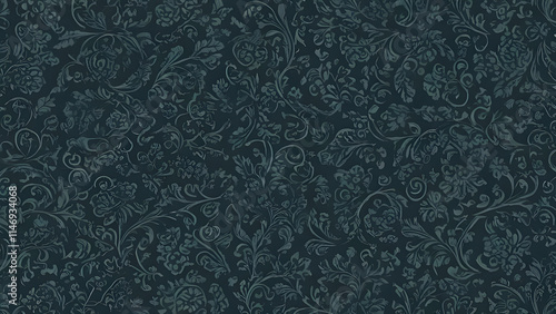 Dark teal floral pattern creating a luxurious and elegant background