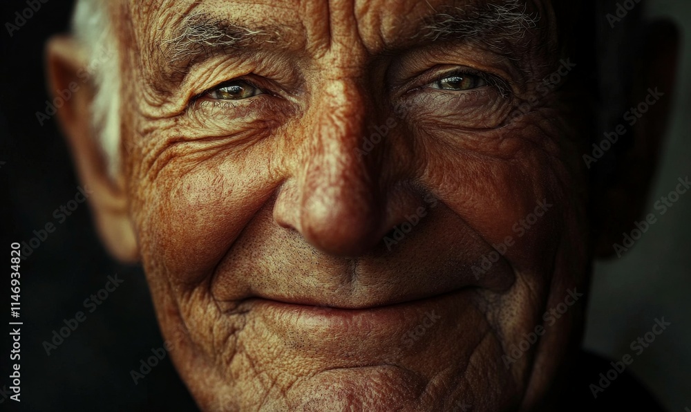 Elderly man smiling with deep gratitude, wrinkles telling a story of a well-lived life, eyes sparkling with wisdom and contentment, dramatic light, . Elderly man smiling with deep gratitude, wrinkles telling a story of a well-lived life, eyes sparkling with wisdom and contentment, dramatic light, .