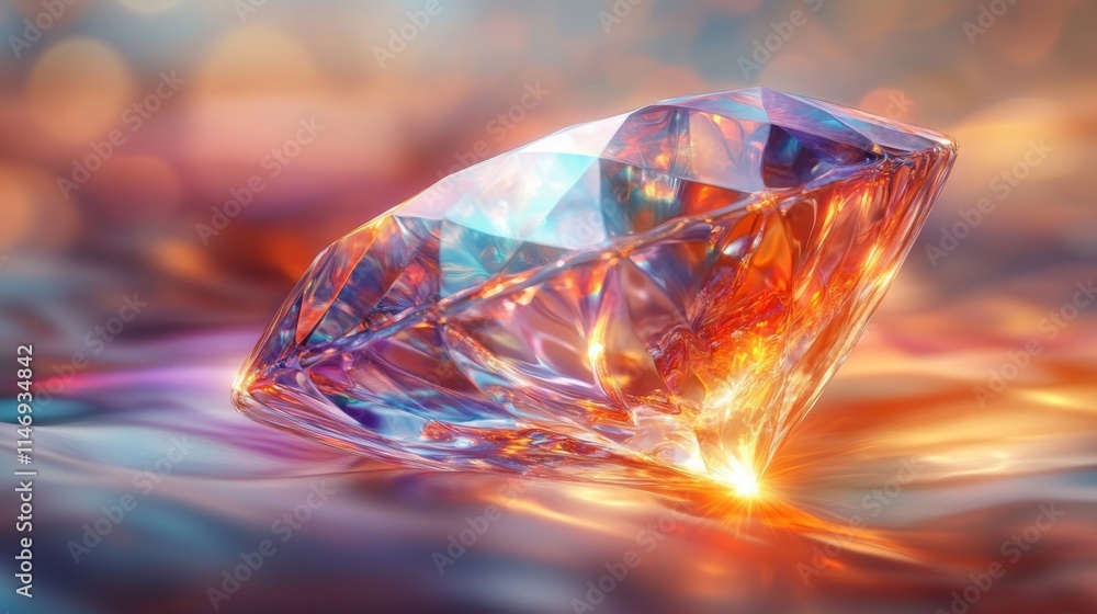 A Radiant Diamond Rests on a Colorful Surface A Radiant Diamond Rests on a Colorful Surface