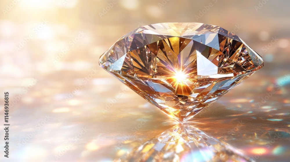 Sparkling Diamond Reflecting Golden Light Sparkling Diamond Reflecting Golden Light