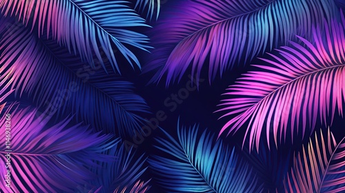 Close up of a glowing palm leave pattern with vintage