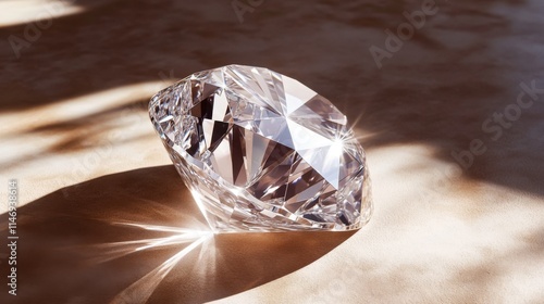 Sparkling Diamond Rests on Beige Surface photo