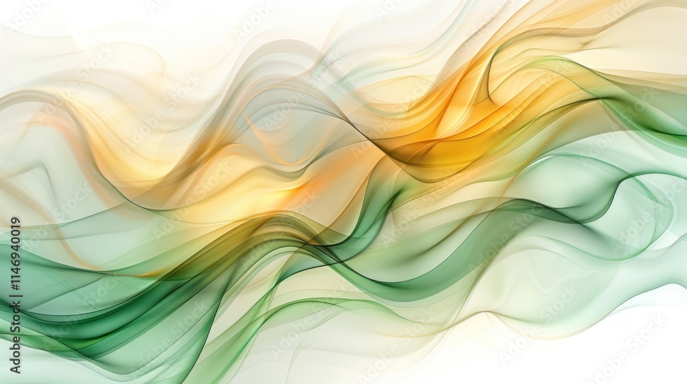 Abstract Green and Gold Wave Art: Serene Digital Painting Abstract Green and Gold Wave Art: Serene Digital Painting