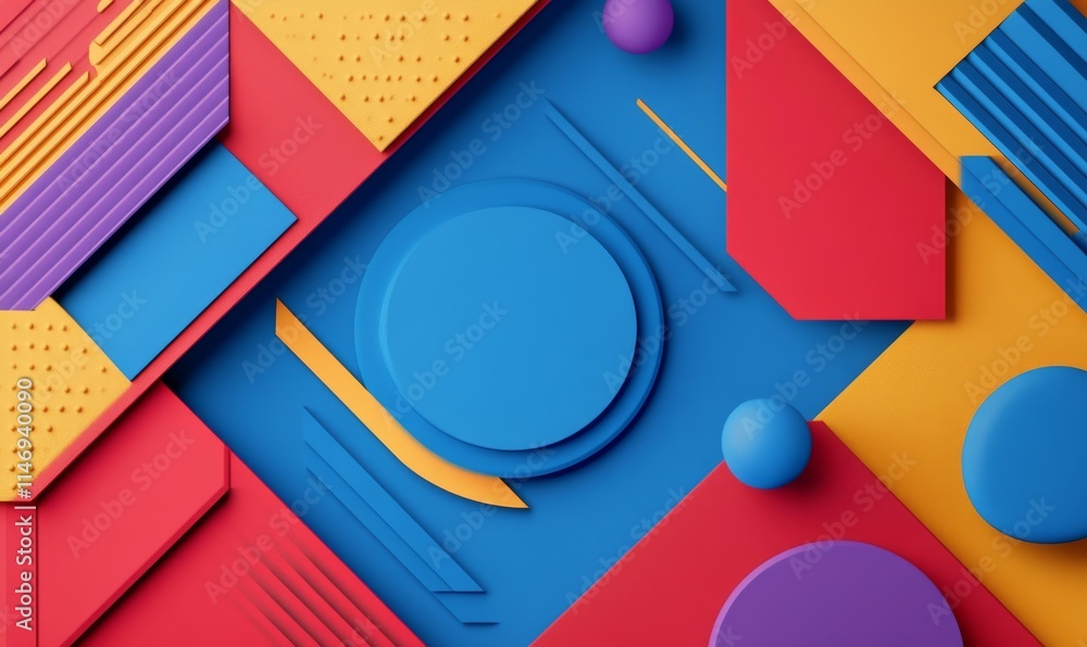 Multicolored Tech Background with a Geometric 3D Structure. Bright, Minimal design with Simple Futuristic Forms. Multicolored Tech Background with a Geometric 3D Structure. Bright, Minimal design with Simple Futuristic Forms.