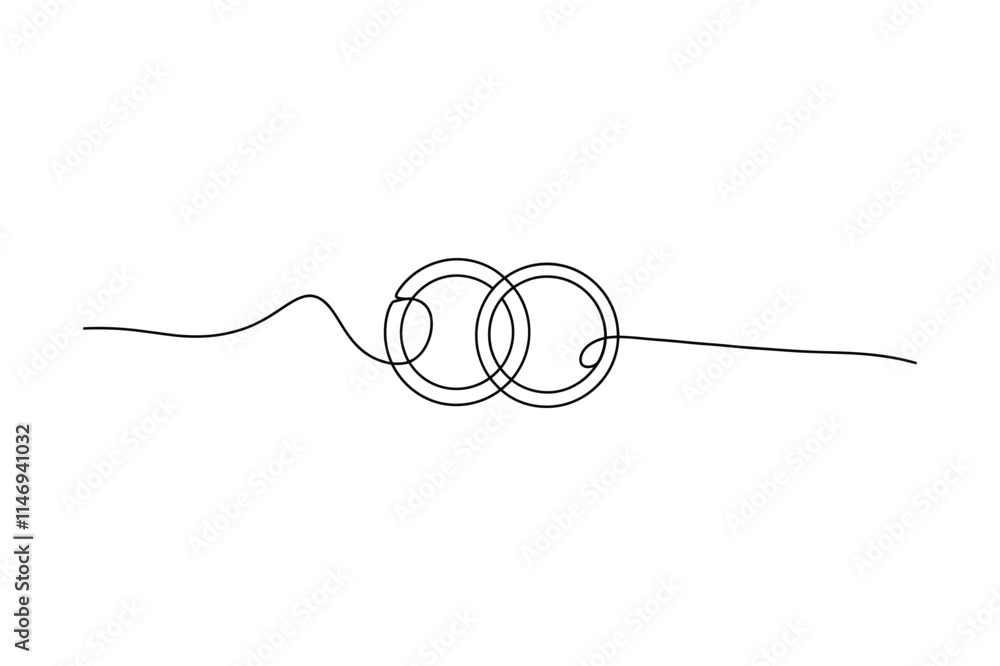Obraz premium Minimalist One-Line Interlinked Circles | Continuous Line Art Design | Abstract Vector Illustration
