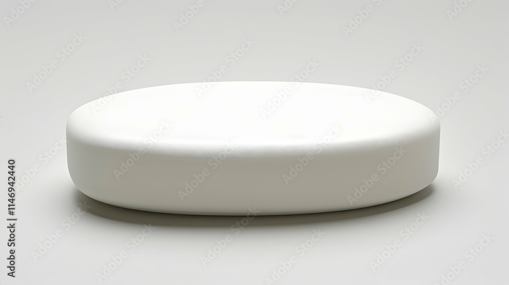A smooth, oval-shaped white object on a neutral background, suggesting minimalism. A smooth, oval-shaped white object on a neutral background, suggesting minimalism.