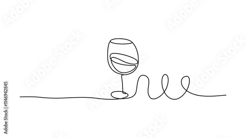 Minimalist Line Art Wine Glass | One-Line Drawing of Red Wine Glass | Vector Design for Decoration photo