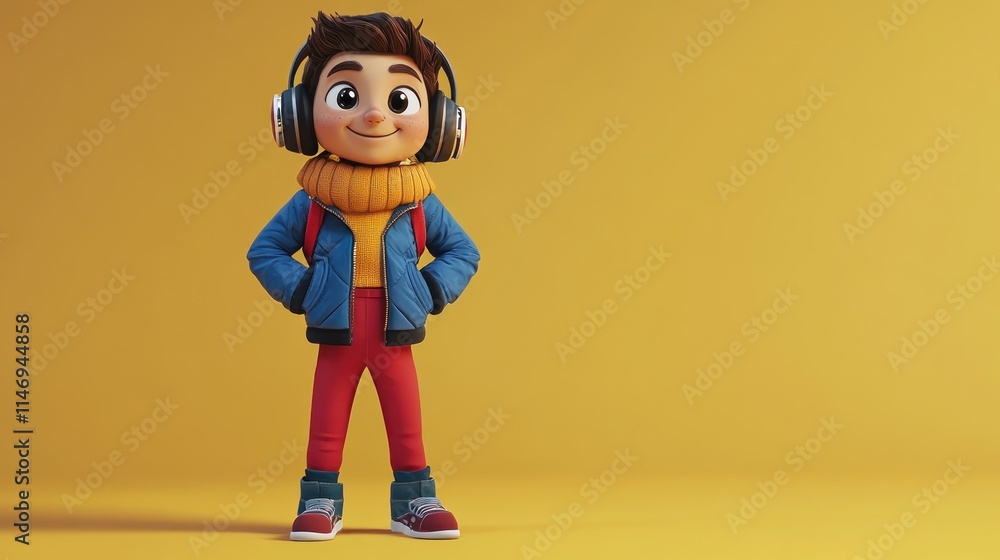 Stylish Cartoon Boy with Headphones Stylish Cartoon Boy with Headphones