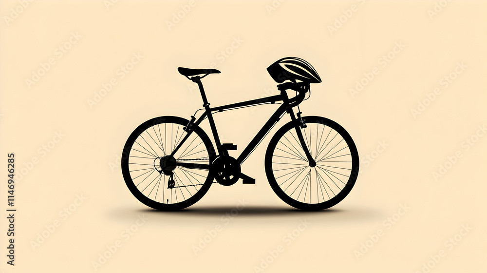 A clean design of a bicycle and helmet, representing an eco-friendly and active lifestyle. Bicycle and helmet vector. A clean design of a bicycle and helmet, representing an eco-friendly and active lifestyle. Bicycle and helmet vector.