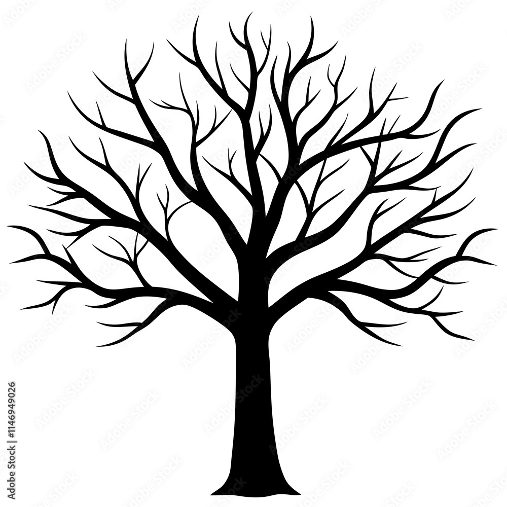 tree, without leaves Silhouette tree, without leaves Silhouette