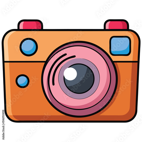 Point-and-Shoot Camera flat vector illustration white background 