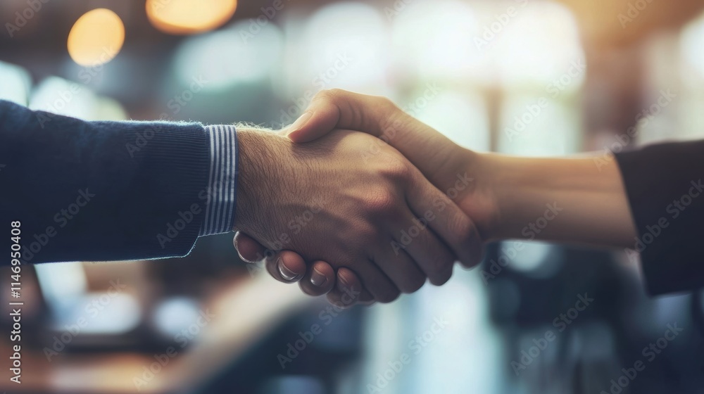 Handshaking with background of customer support representative working in call center Handshaking with background of customer support representative working in call center
