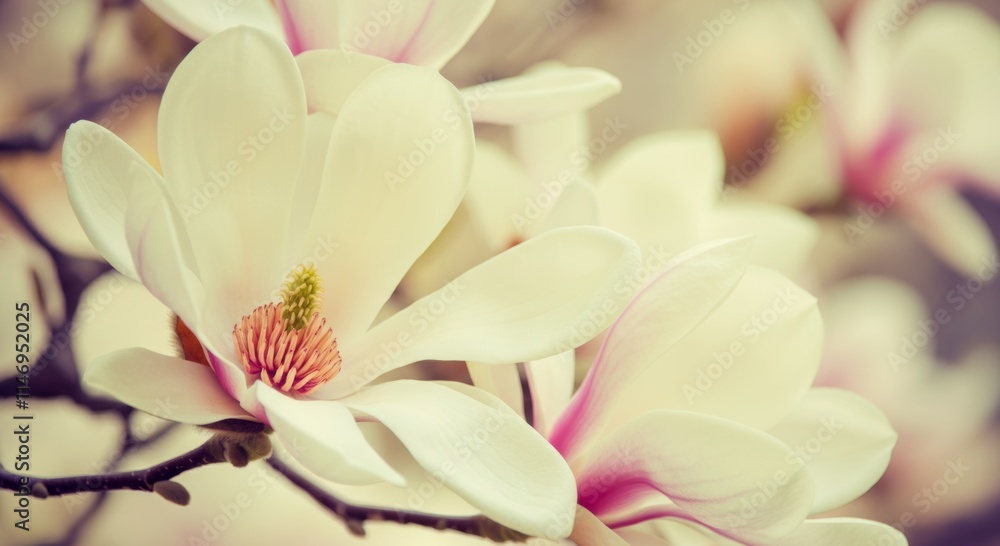 Blooming magnolia flowers in soft focus for elegant floral design and decoration Blooming magnolia flowers in soft focus for elegant floral design and decoration