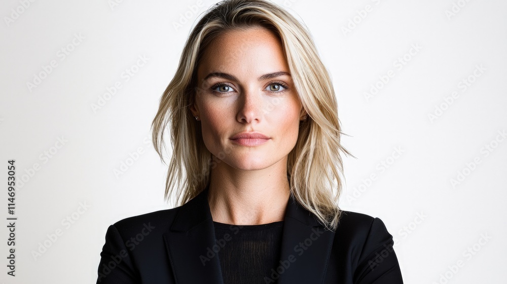 Confident blonde woman in black blazer. (1) Confident blonde woman in black blazer. (1)
