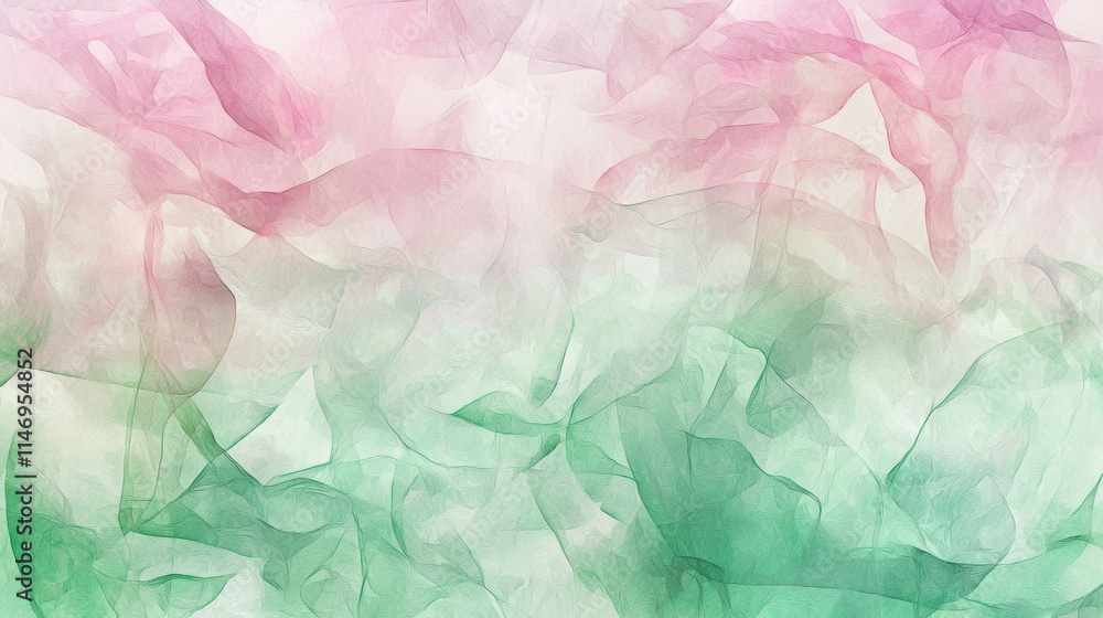Fototapeta premium Pastel Floral Spring Background with Pink and Green Watercolor Strokes for Digital Banners