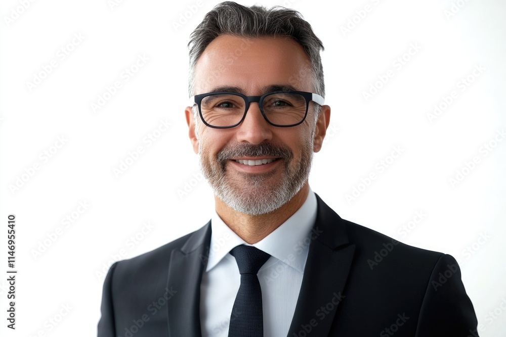 Friendly and smiling businessman looking at camera with reliability isolated on white background Friendly and smiling businessman looking at camera with reliability isolated on white background