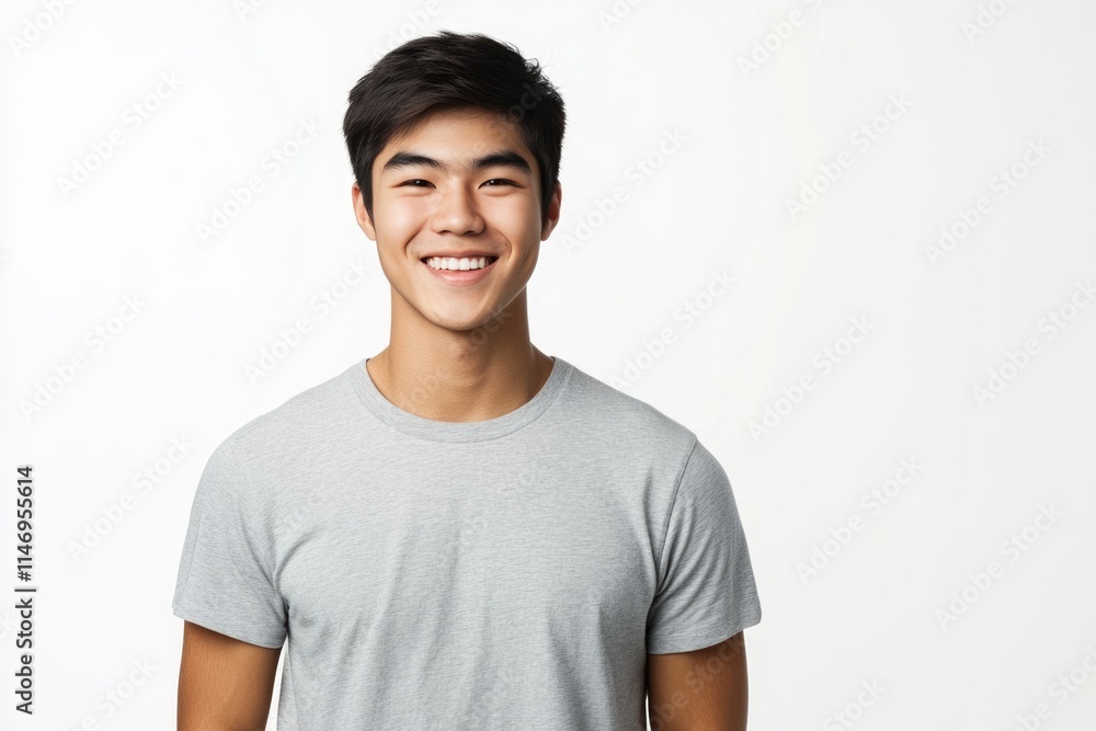 Full length portrait of asian young smiling man standing on white background Full length portrait of asian young smiling man standing on white background