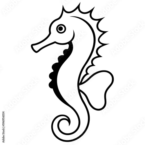 seahorse line art vector