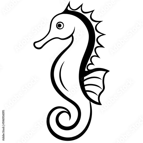 seahorse line art vector photo