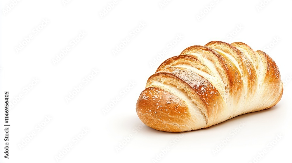 Golden-brown crusty loaf of bread isolated on white. Golden-brown crusty loaf of bread isolated on white.