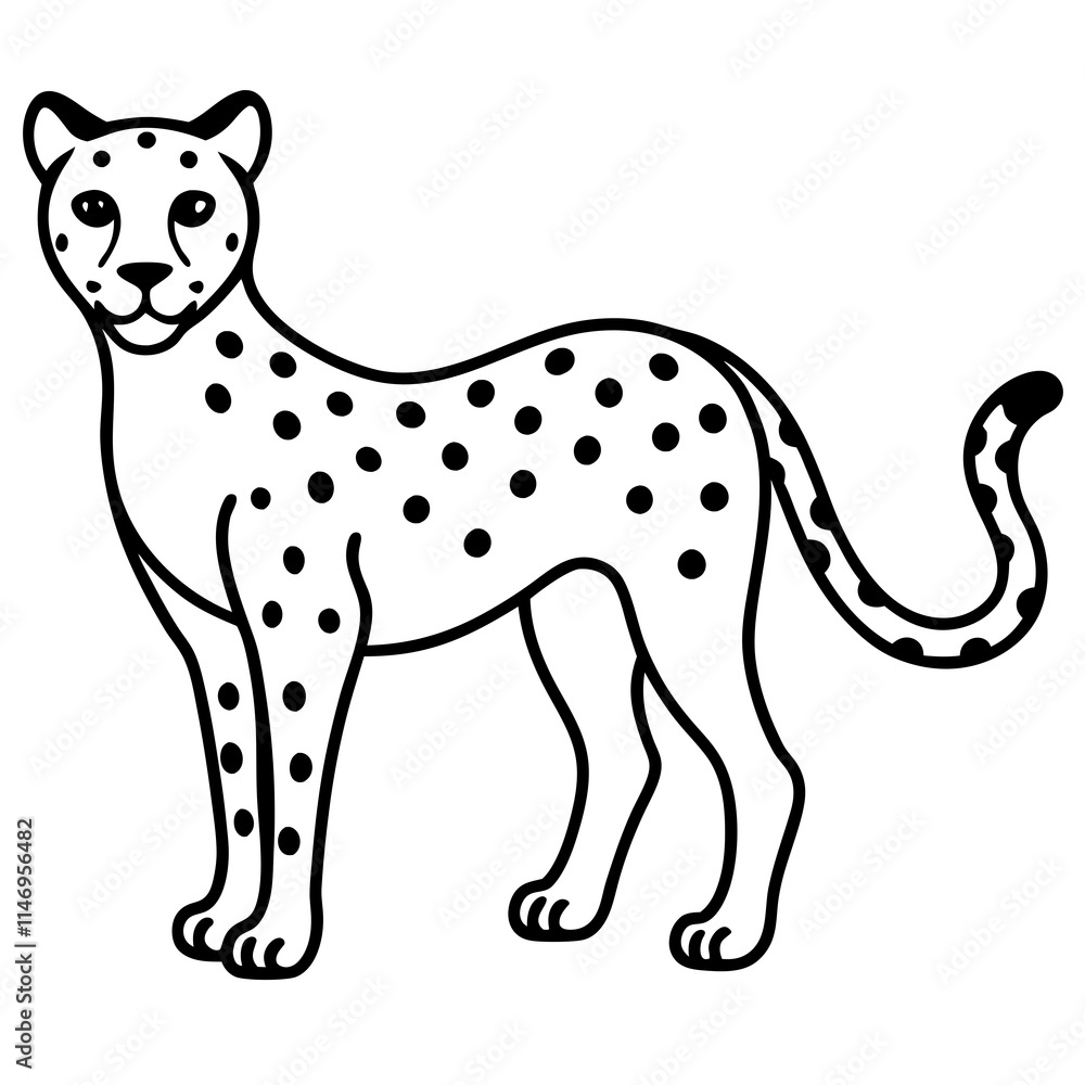 Fototapeta premium cheetah line art vector