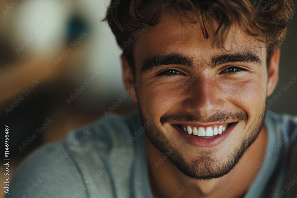handsome young man smiling indoors handsome young man smiling indoors