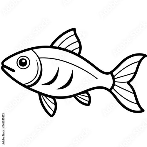 Trout fish line art vector illustrator 