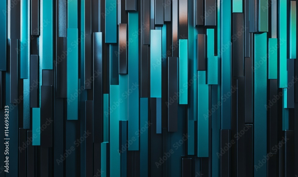 Perfectly Aligned Glossy Blocks. Turquoise and Black, Innovative Tech Wallpaper. Perfectly Aligned Glossy Blocks. Turquoise and Black, Innovative Tech Wallpaper.