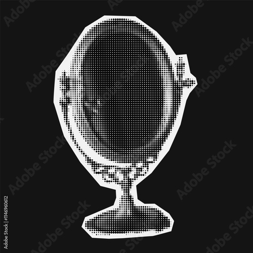 Halftone Decorative Collage Pop Art Element. Vintage Stippling Noise Sticker Vector Illustration.