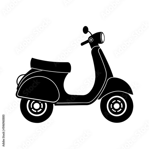 scooter silhouette, black and white silhouette, vector and illustration