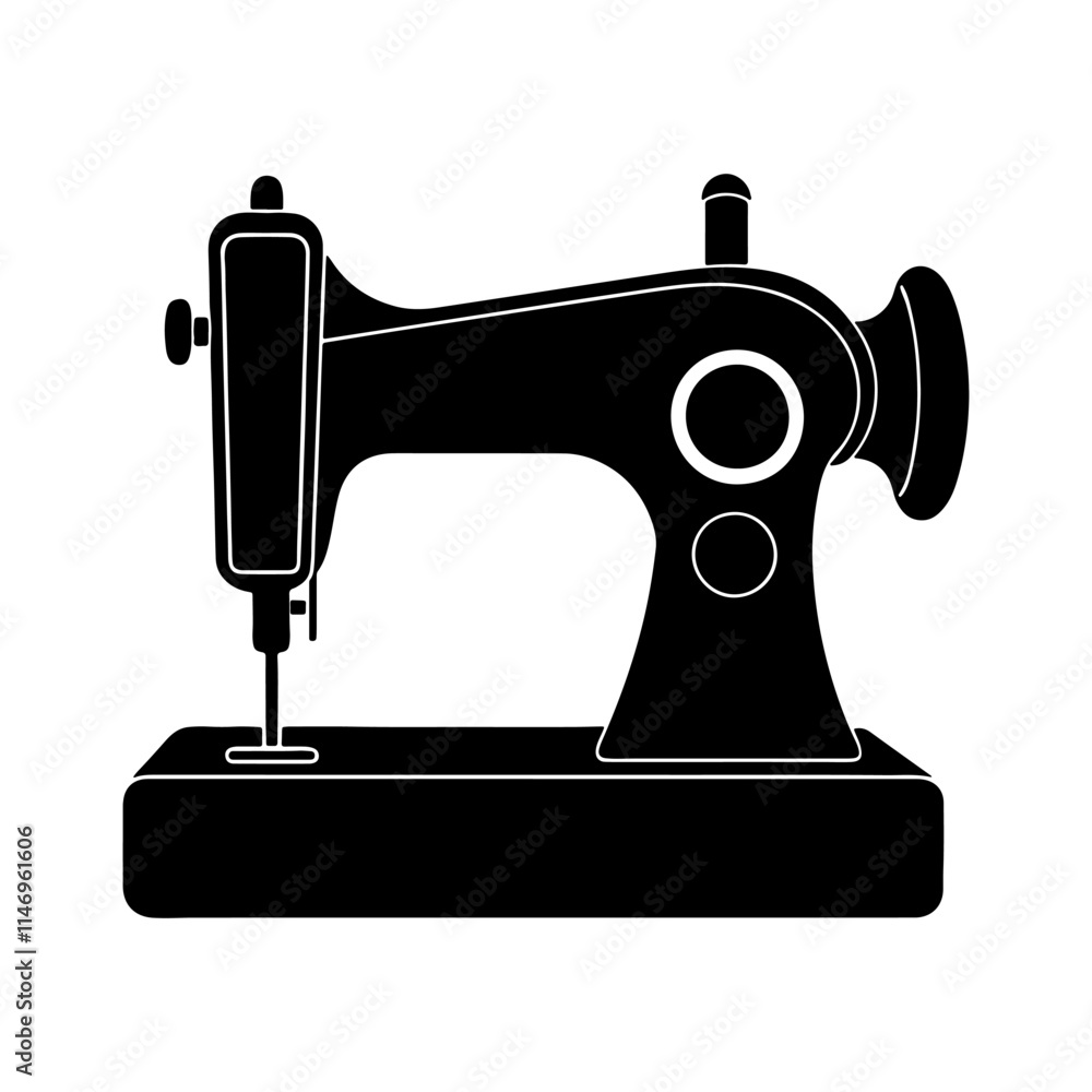 sewing machine silhouette, black and white silhouette, vector and illustration sewing machine silhouette, black and white silhouette, vector and illustration