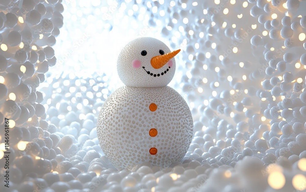 Obraz premium 3D cute Snowman on bright white background