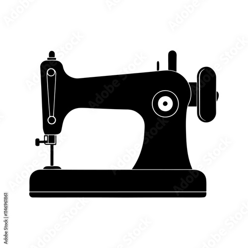 sewing machine silhouette, black and white silhouette, vector and illustration