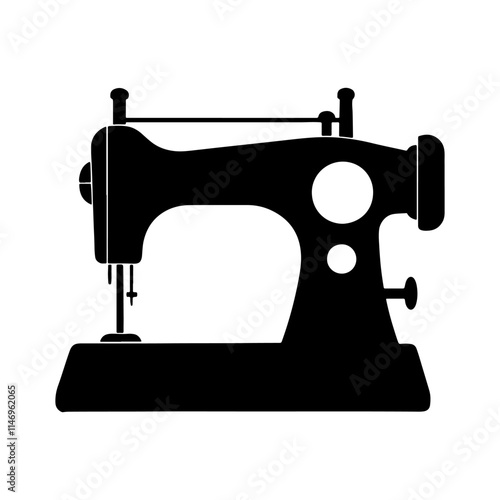 sewing machine silhouette, black and white silhouette, vector and illustration