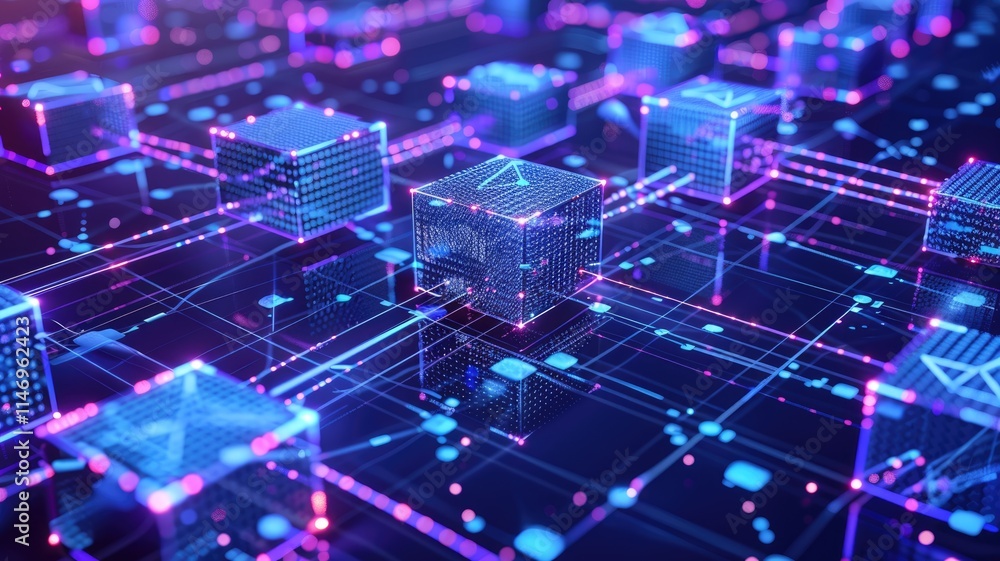Abstract modern style geometric shapes on surface of digital cyber design express scene of cyberspace style. High tech cube of data scenery in pattern perfect for wallpaper and background. AIG53. Abstract modern style geometric shapes on surface of digital cyber design express scene of cyberspace style. High tech cube of data scenery in pattern perfect for wallpaper and background. AIG53.