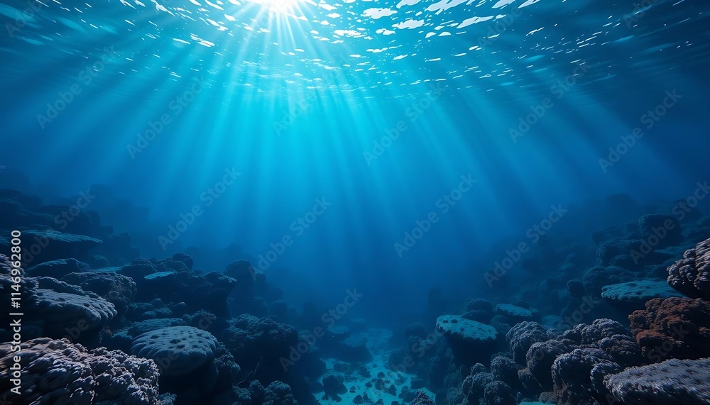 Fototapeta premium Sunbeams Underwater abstract background