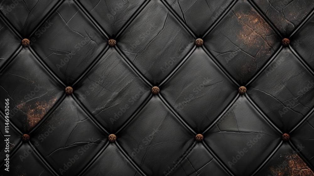Naklejka premium A black and gold quilt with a gold border. The quilt is made of leather and has a gold trim