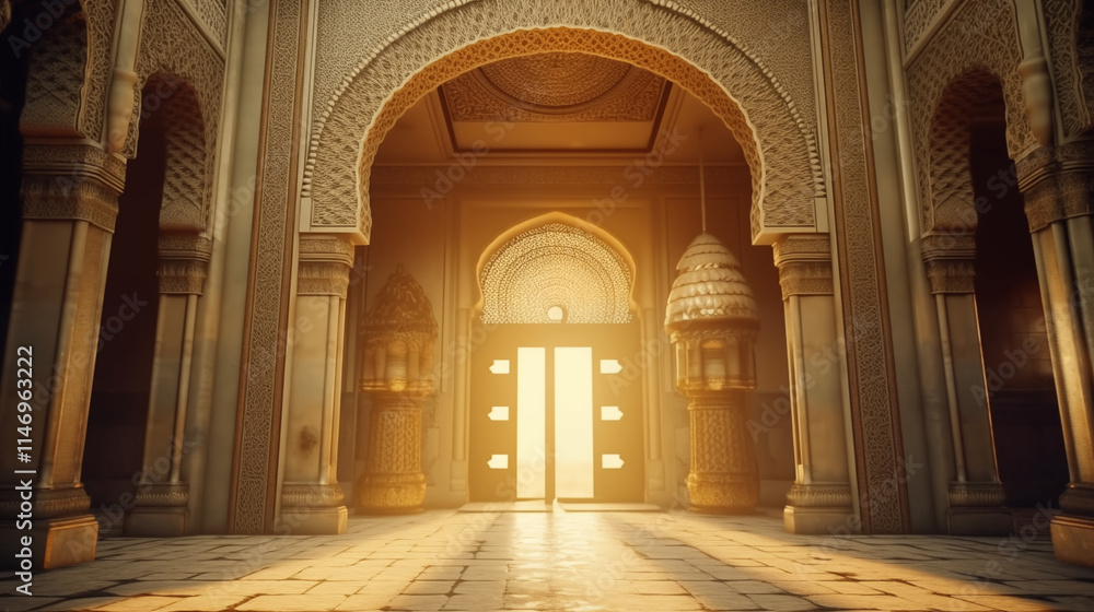 Fototapeta premium Mihrab Background with Ornaments Ai Generated